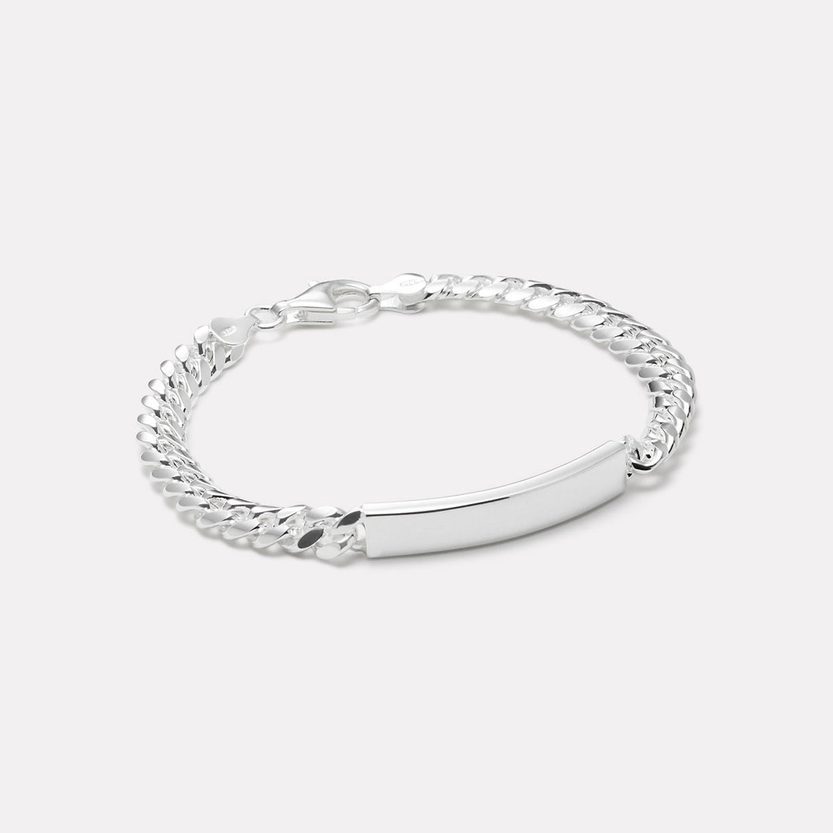 Cuban Men’s Silver ID Chain Bracelet