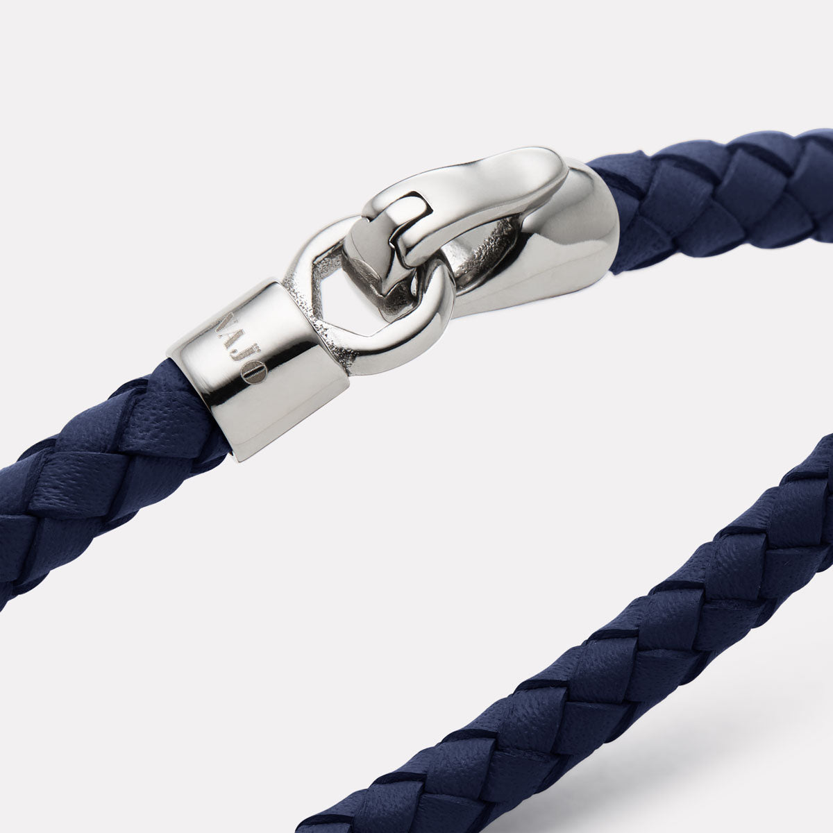 The Mariner Men’s Navy Plaited Leather and Steel Bracelet
