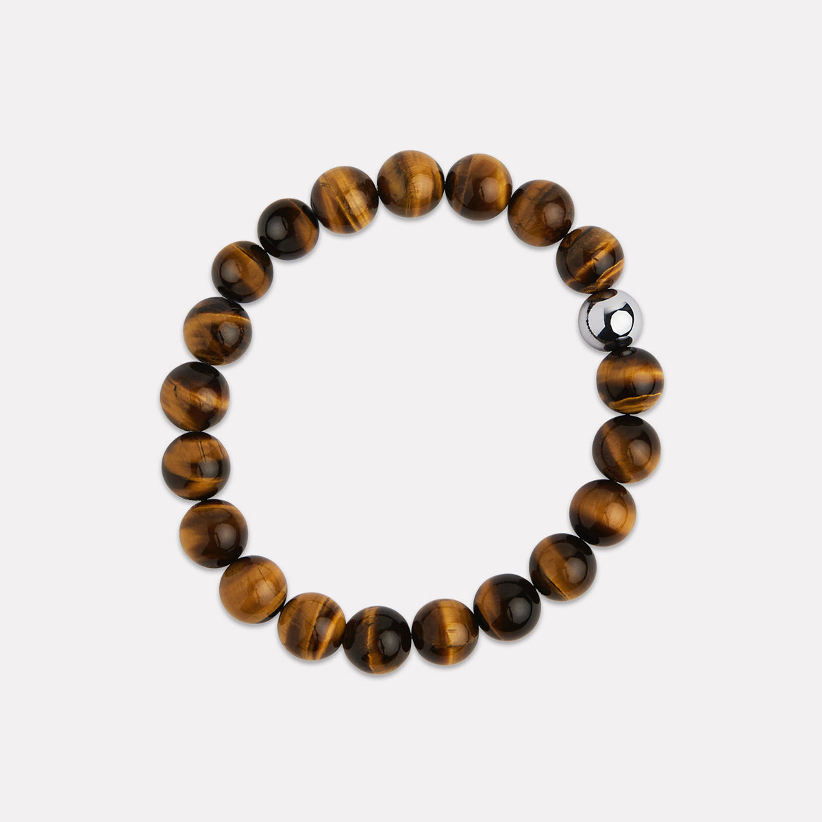Apollo Men's 10mm Tiger's Eye Steel & Elasticised Bracelet