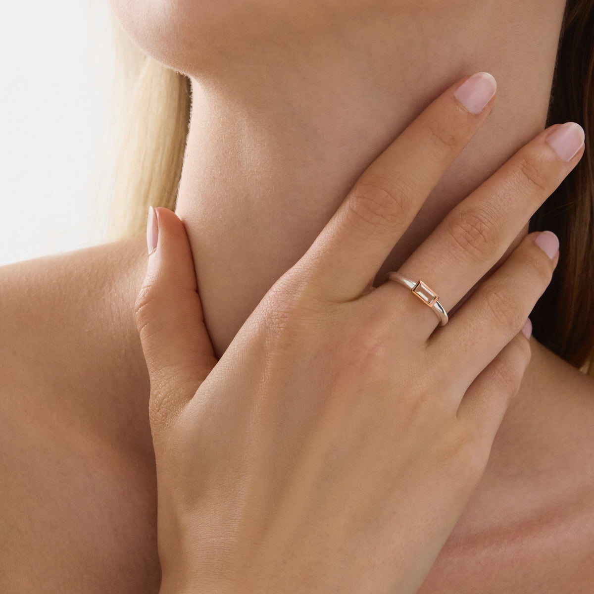Skye 2-Tone (sil/rose) Cubic Zirconia Ring