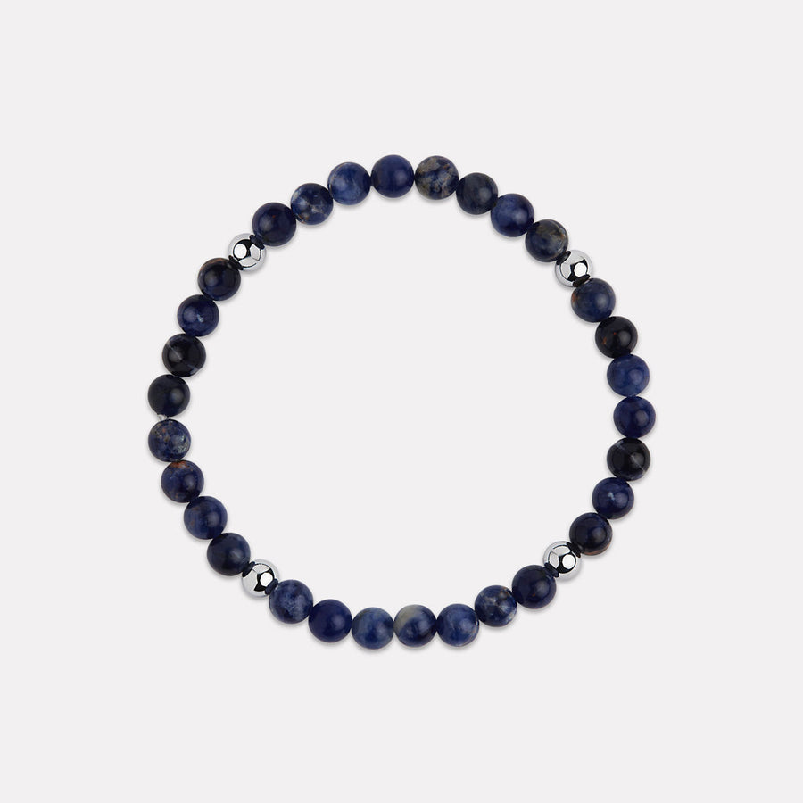 Apollo Men's 6mm Sodalite & Steel Elasticised Stretch Bracelet