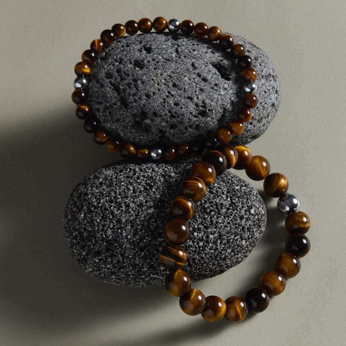 Apollo Men's 10mm Tiger's Eye Steel & Elasticised Bracelet