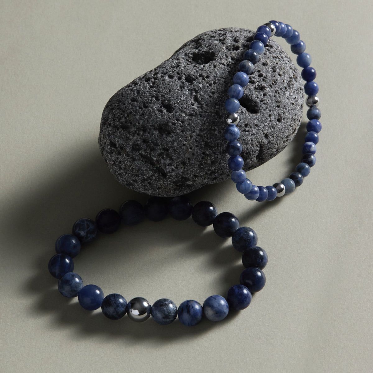 Apollo Men's 10mm Sodalite & Steel Elasticised Stretch Bracelet