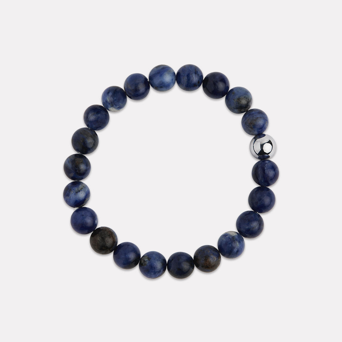 Apollo Men's 10mm Sodalite & Steel Elasticised Stretch Bracelet