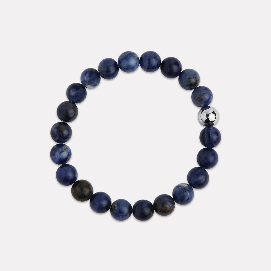 Apollo Men's 10mm Sodalite & Steel Elasticised Stretch Bracelet