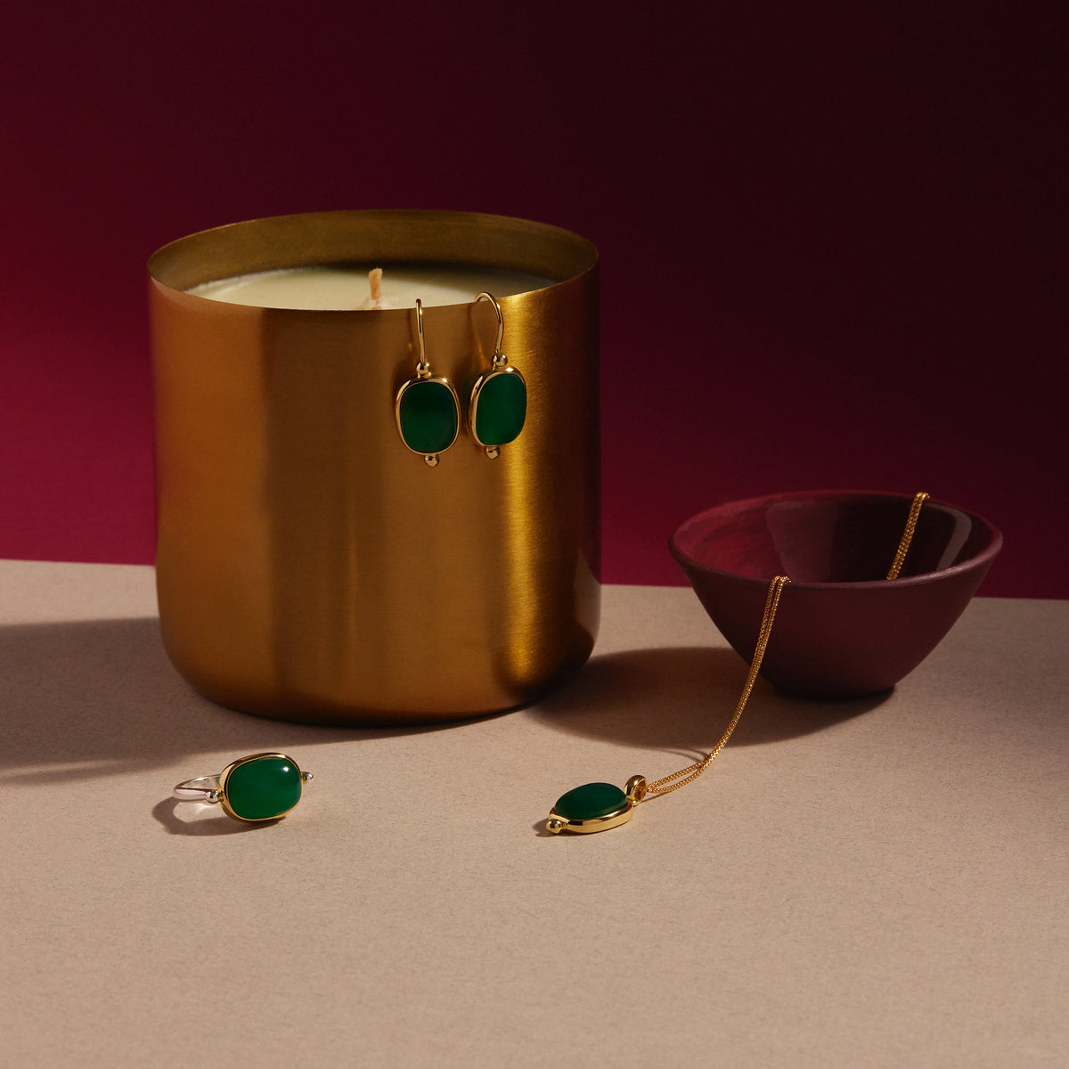 Fleur Green Onyx Earrings