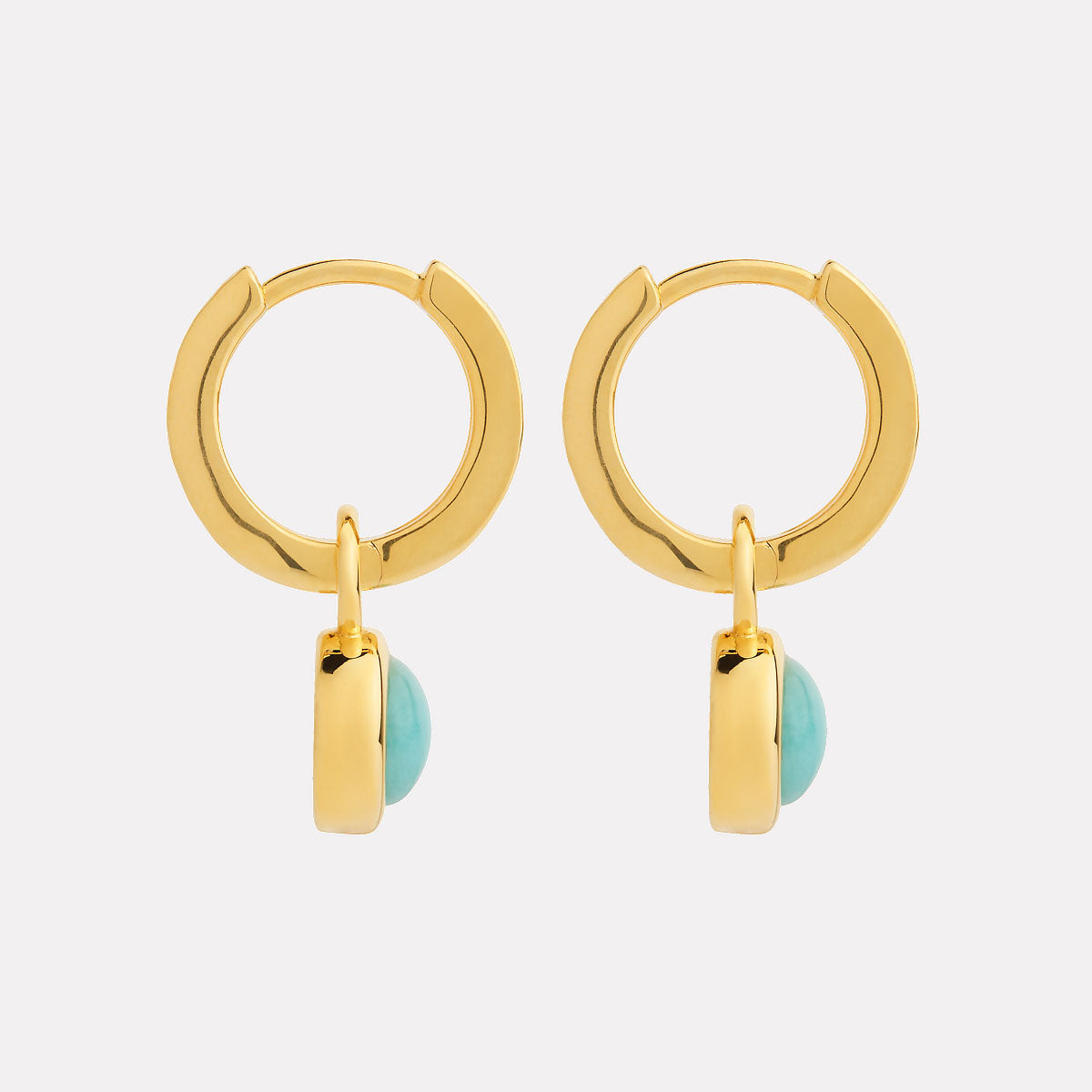 Solace Yellow Gold Amazonite Huggie Earrings