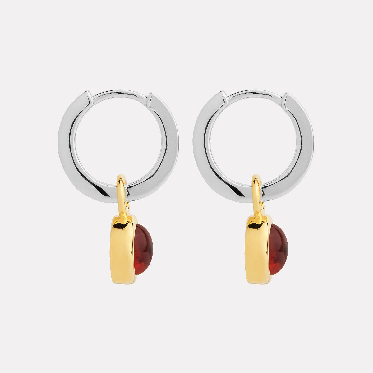 Solace 2-Tone Garnet Huggie Earrings