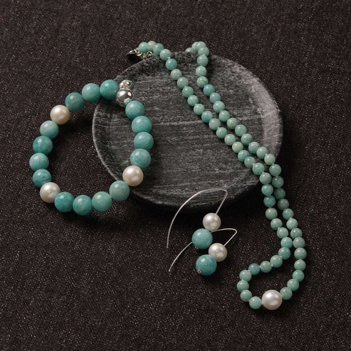 Sunset Amazonite & Pearl Earrings