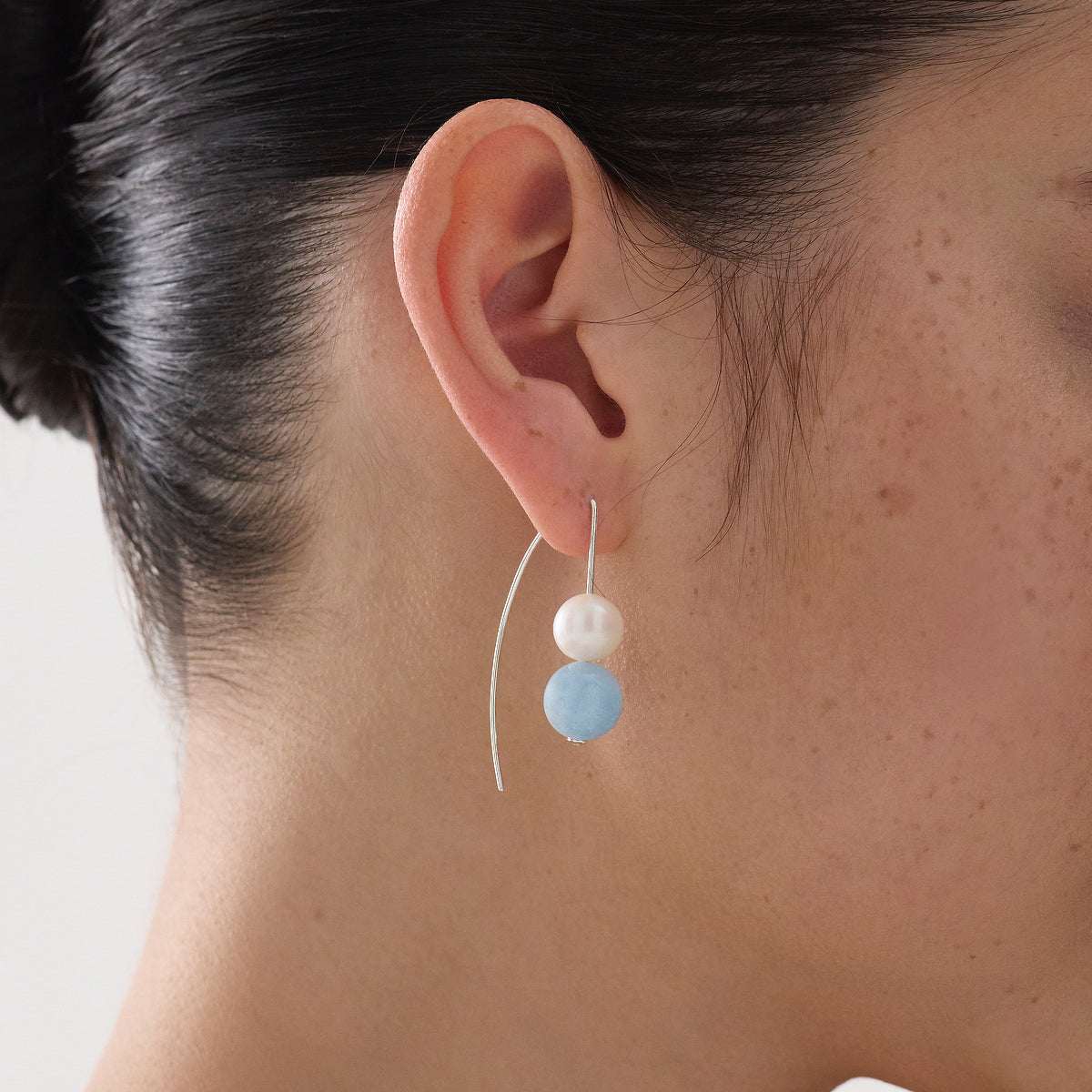 Sunset Aquamarine & Pearl Earrings