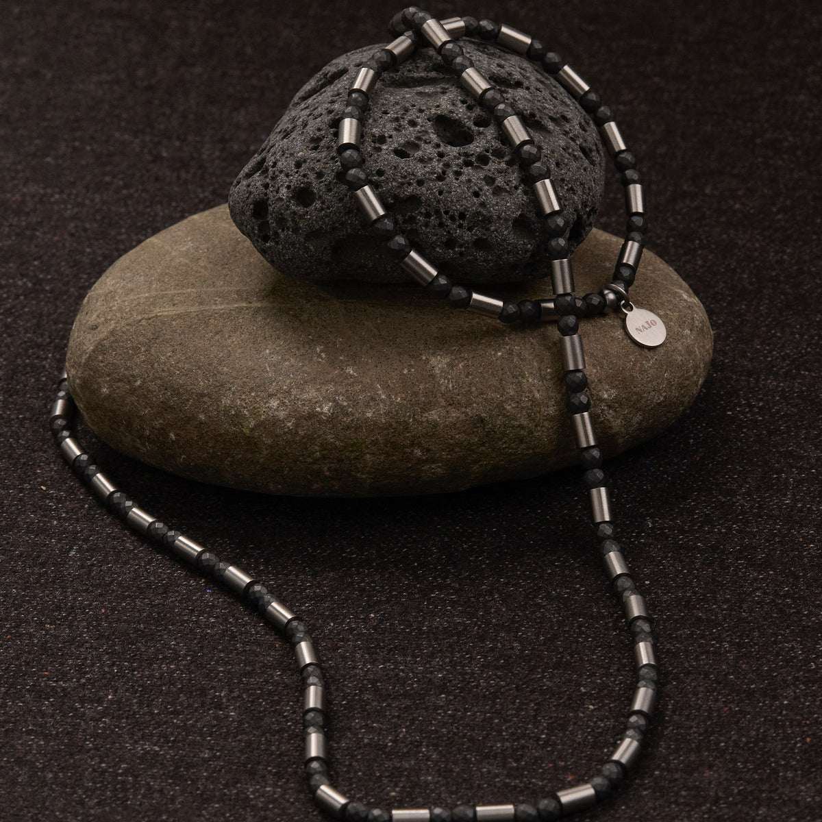 Nova Men's Haematite & Steel Necklace