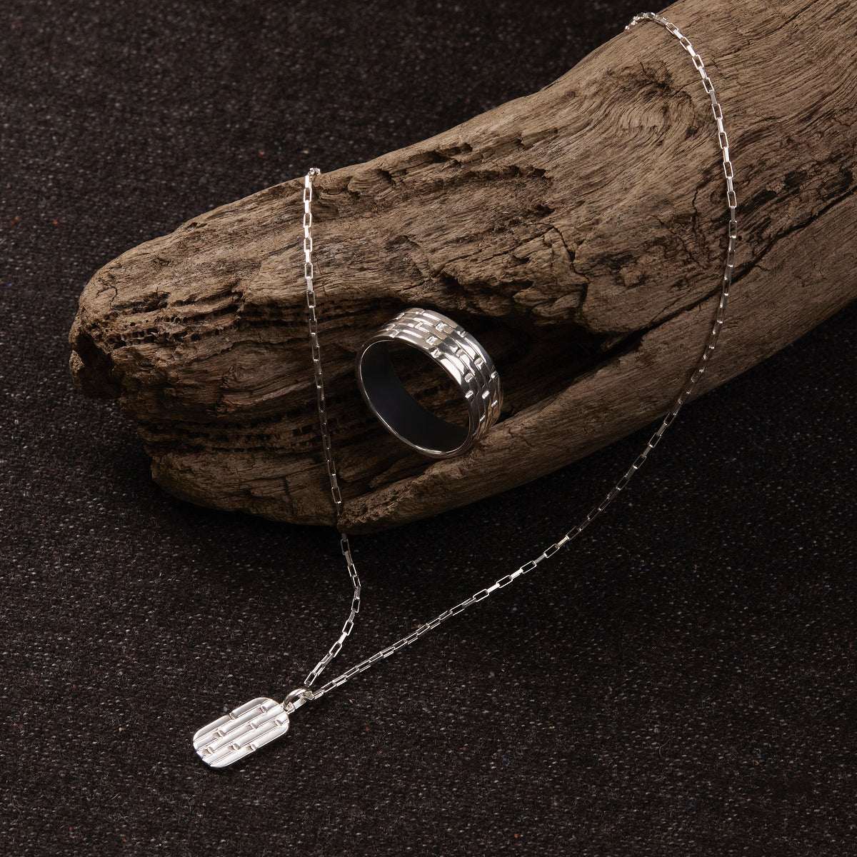 The Maker Men's Silver Necklace (55cm+ext)